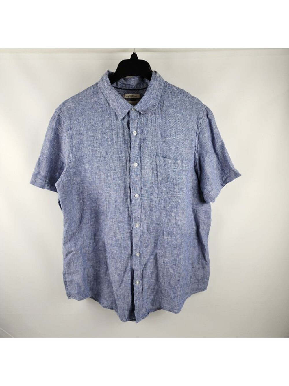 THOM AARON Mens XL Blue 100% Linen S/S Button Up NWT